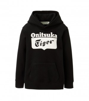 Kids' Onitsuka Tiger Sweat Hoodie Black | 92645-ACVK