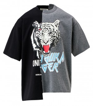 Men's Onitsuka Tiger Graphic T Shirts Black | 16709-PKSZ