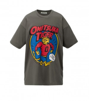 Men's Onitsuka Tiger Graphic T Shirts Dark Grey | 20975-AOEF