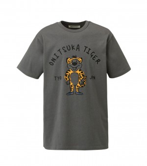 Men's Onitsuka Tiger Graphic T Shirts Grey | 47130-MVXR