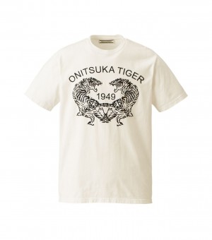 Men's Onitsuka Tiger Graphic T Shirts White | 59472-HKBV