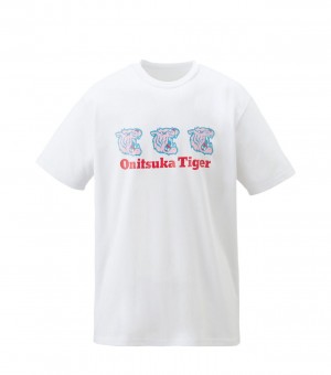 Men's Onitsuka Tiger Graphic T Shirts White | 50623-POES