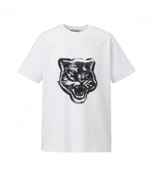 Men's Onitsuka Tiger Graphic T Shirts White | 02349-PGXZ