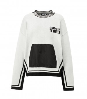 Men's Onitsuka Tiger Knit Tops White | 18245-YWCN