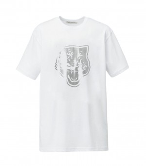 Men's Onitsuka Tiger Logo Graphic T T Shirts White / Silver | 84205-UGNI