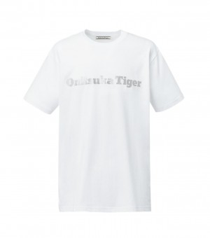 Men's Onitsuka Tiger Logo T Shirts White / Silver | 09472-QKJE