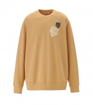 Men's Onitsuka Tiger Sweat Tops Beige | 89475-TVWY