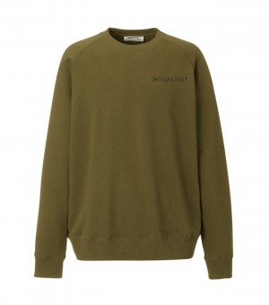 Men's Onitsuka Tiger Sweat Tops Khaki | 36457-UYHL