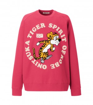 Men's Onitsuka Tiger Sweat Tops Pink | 84569-ZIAV