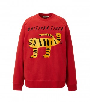 Men's Onitsuka Tiger Sweat Tops Red | 10569-OYSR