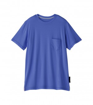 Men's Onitsuka Tiger T Shirts Blue | 76491-ZPJG