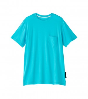 Men's Onitsuka Tiger T Shirts Light Blue | 91204-JWAZ