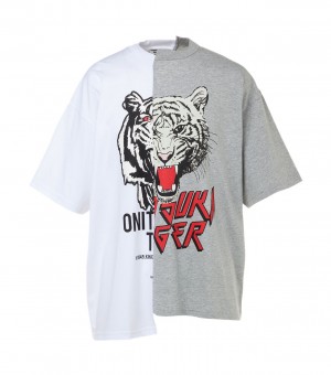 Men's Onitsuka Tiger T Shirts White | 37840-WFNQ