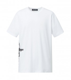 Men's Onitsuka Tiger T Shirts White / Black | 96782-MASY