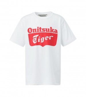 Men's Onitsuka Tiger T Shirts White / Red | 25094-QGJY