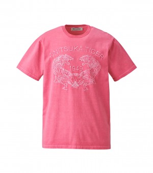 Women's Onitsuka Tiger Graphic T Shirts Pink | 21407-THCI