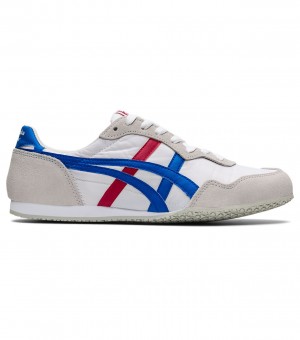 Women's Onitsuka Tiger Serrano Low Tops White / Blue | 23857-NAEX