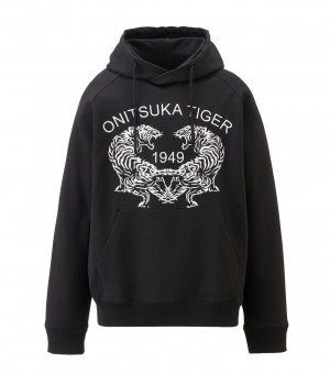 Women's Onitsuka Tiger Sweat Hoodie Black | 04697-HKTQ