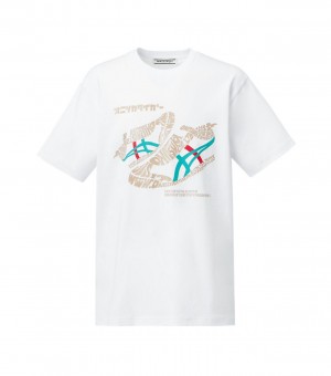 Women's Onitsuka Tiger T Shirts White | 64879-QKNE