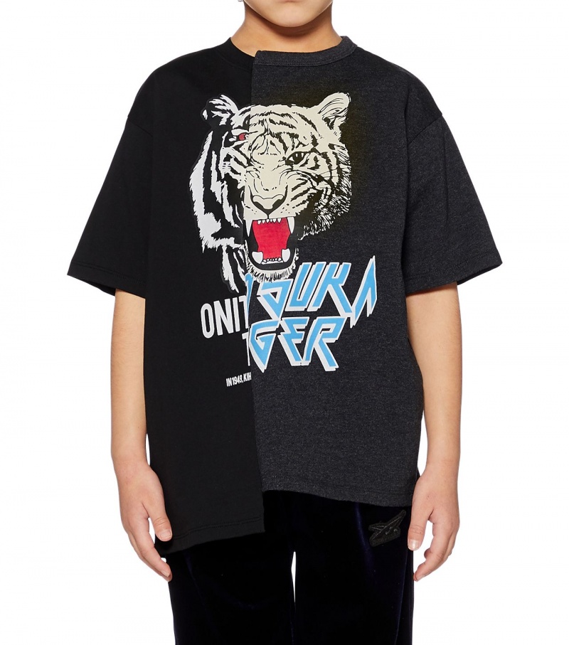 Kids' Onitsuka Tiger Graphic T Shirts Black | 16528-LCOK