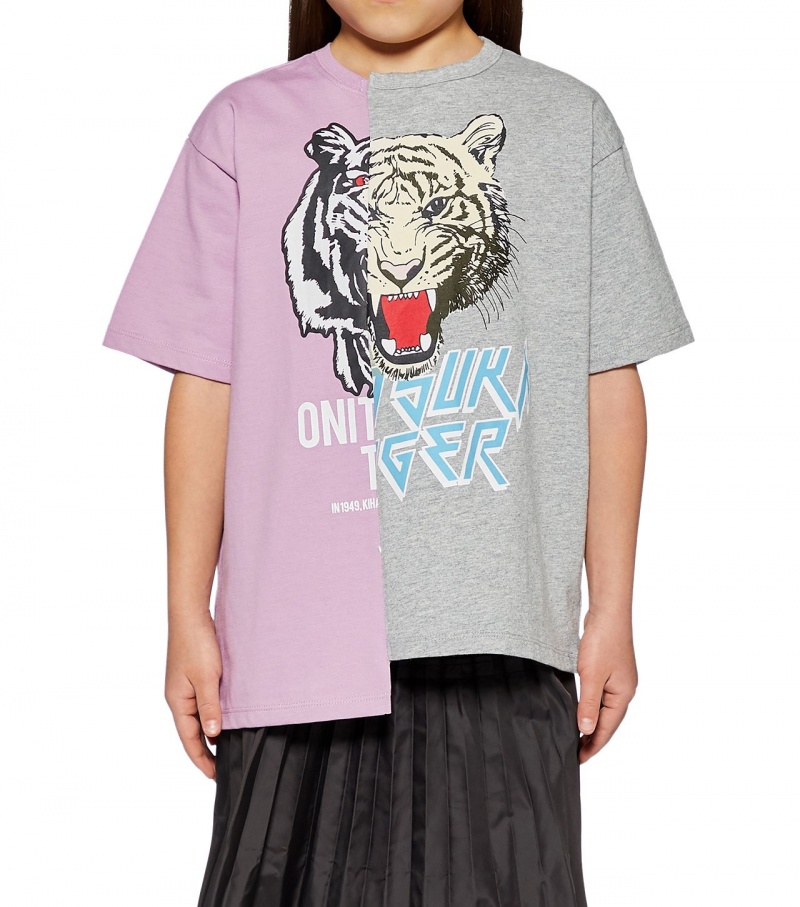 Kids' Onitsuka Tiger Graphic T Shirts Lavender / Grey | 21509-STBR