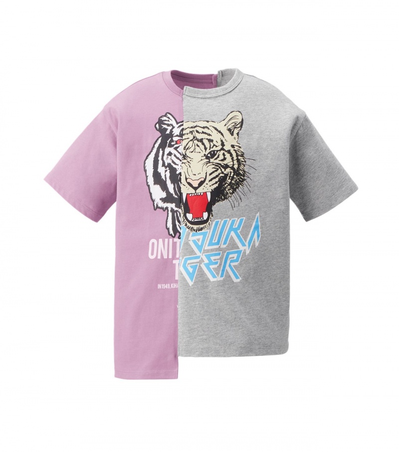 Kids\' Onitsuka Tiger Graphic T Shirts Lavender / Grey | 21509-STBR