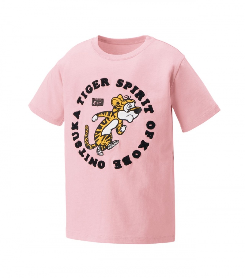 Kids' Onitsuka Tiger Graphic T Shirts Light Pink | 57601-PCAU