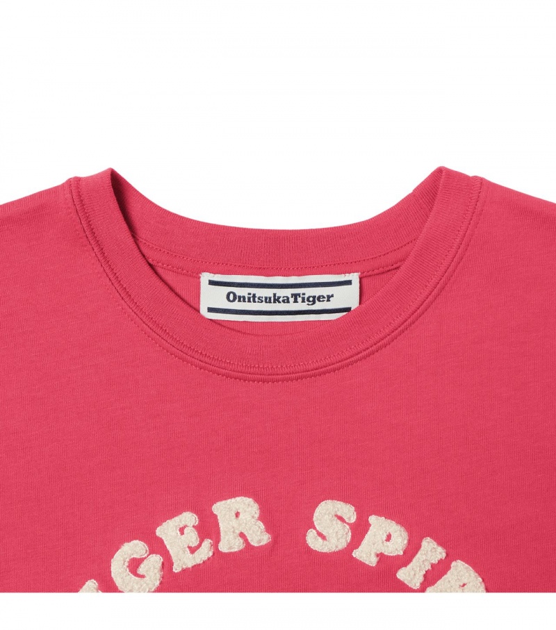 Kids' Onitsuka Tiger Graphic T Shirts Pink | 53278-QWRD