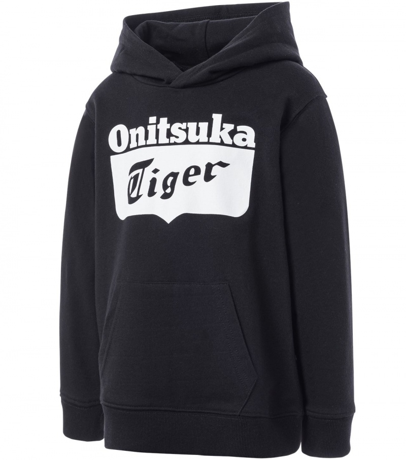 Kids' Onitsuka Tiger Hoodie Black | 23857-UQSN