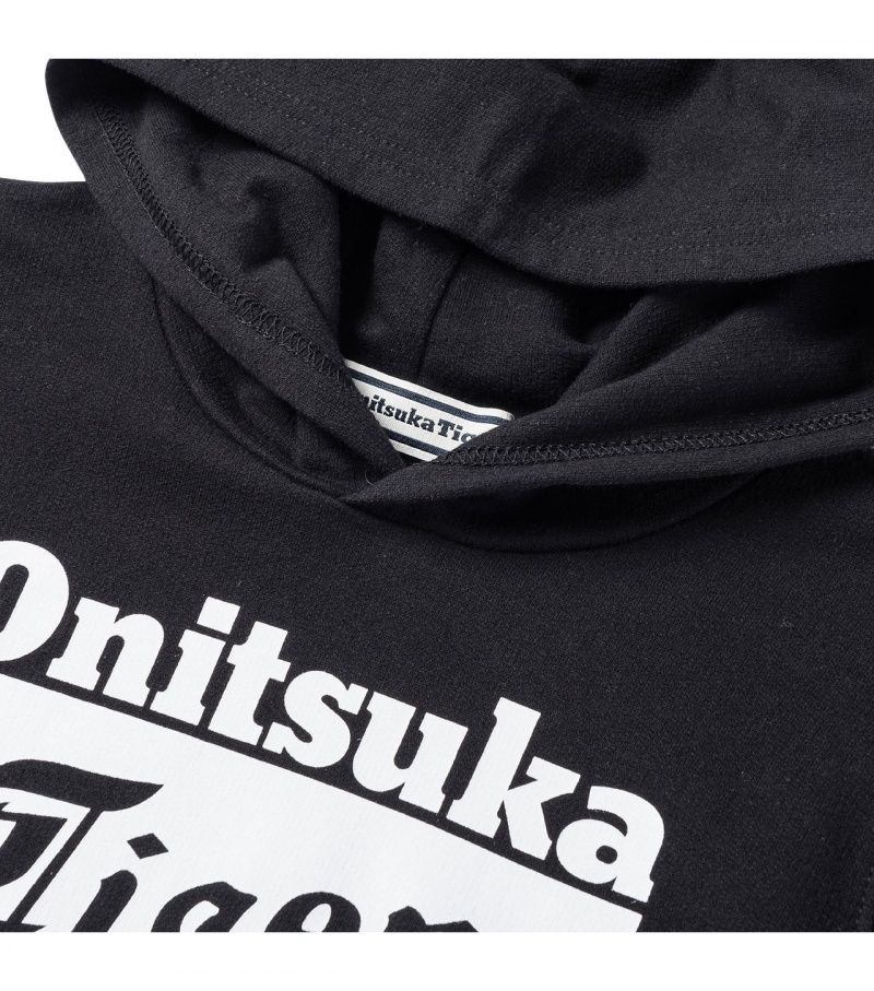 Kids' Onitsuka Tiger Hoodie Black | 23857-UQSN