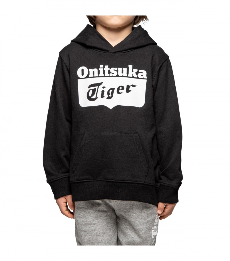 Kids' Onitsuka Tiger Hoodie Black | 23857-UQSN