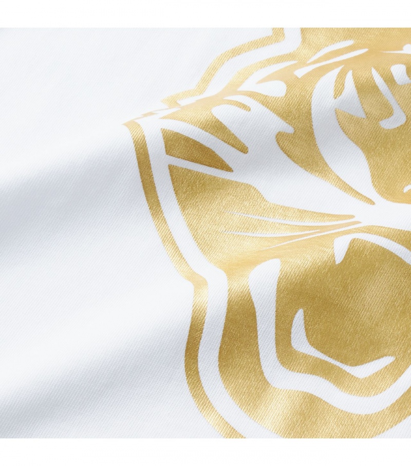 Kids' Onitsuka Tiger Logo Graphic T Shirts White / Gold | 14328-SXBZ