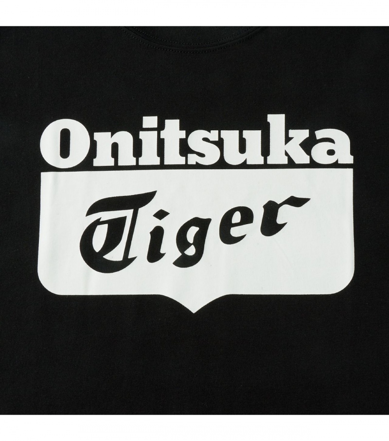 Kids' Onitsuka Tiger Logo T Shirts Black / White | 17928-PDCZ