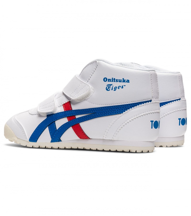 Kids' Onitsuka Tiger Mexico Mid Runner High Tops White / Blue | 21904-QDJV