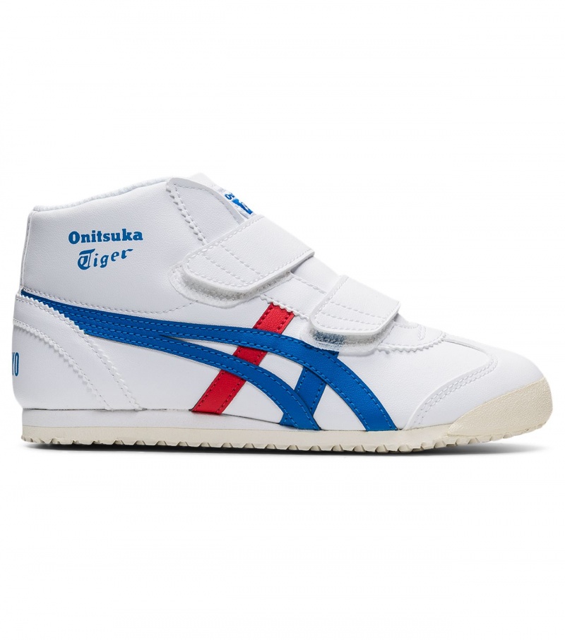 Kids\' Onitsuka Tiger Mexico Mid Runner High Tops White / Blue | 21904-QDJV