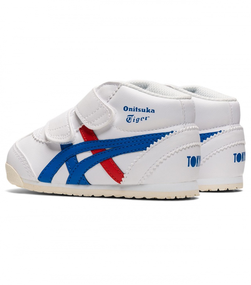 Kids' Onitsuka Tiger Mexico Mid Runner Sneakers White / Blue | 83019-OBEG