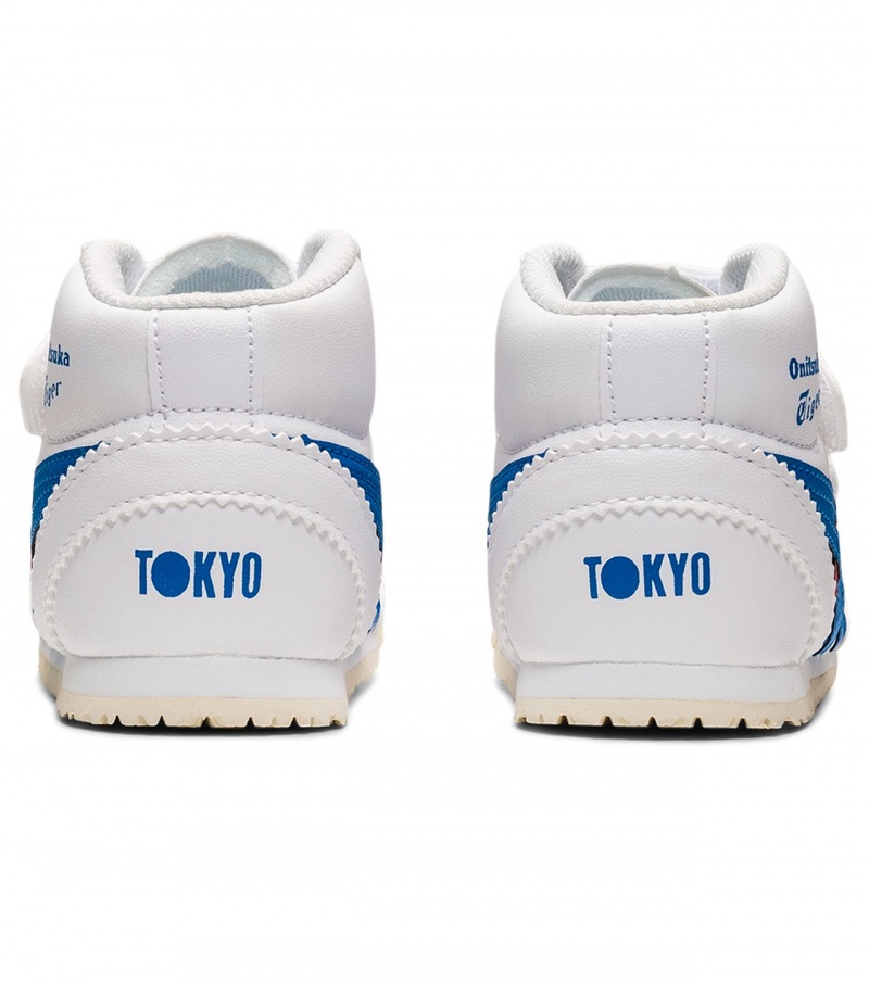 Kids' Onitsuka Tiger Mexico Mid Runner Sneakers White / Blue | 83019-OBEG