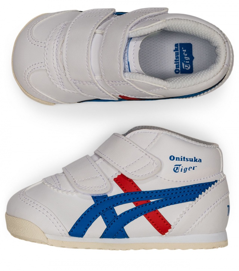 Kids' Onitsuka Tiger Mexico Mid Runner Sneakers White / Blue | 83019-OBEG