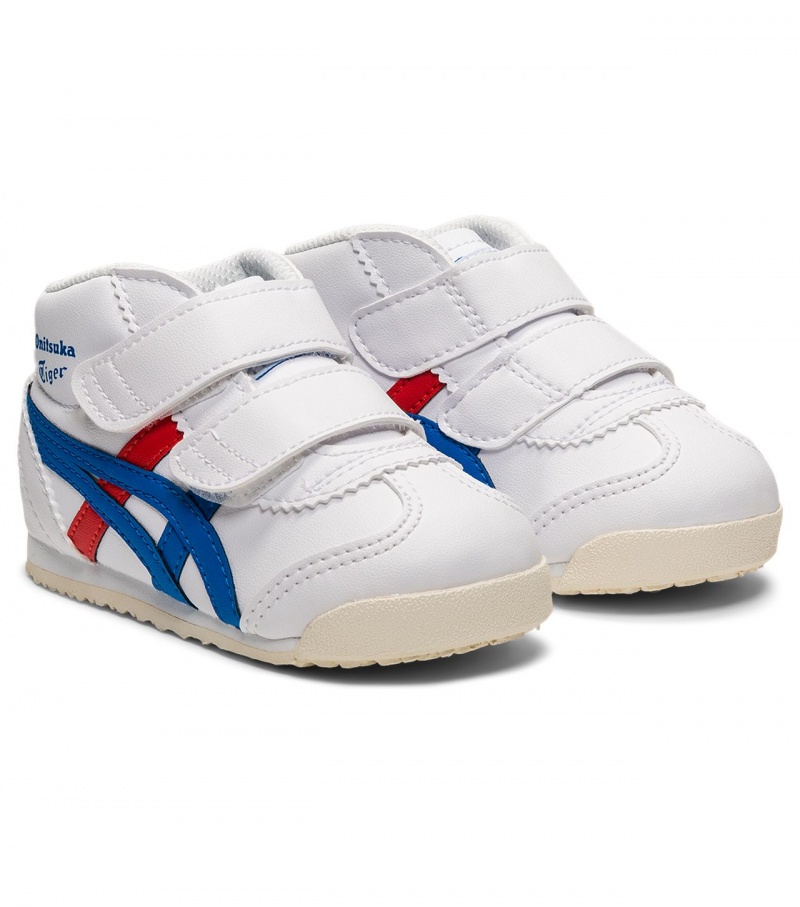 Kids' Onitsuka Tiger Mexico Mid Runner Sneakers White / Blue | 83019-OBEG