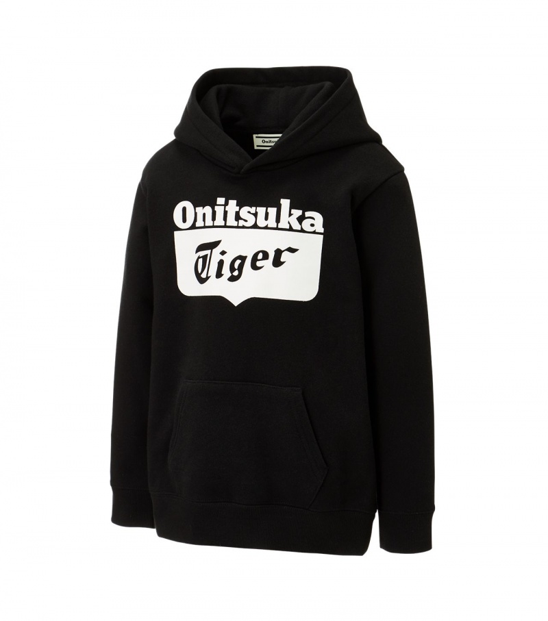 Kids' Onitsuka Tiger Sweat Hoodie Black | 92645-ACVK