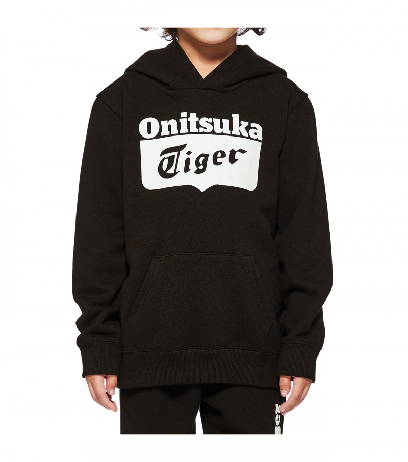 Kids' Onitsuka Tiger Sweat Hoodie Black | 92645-ACVK