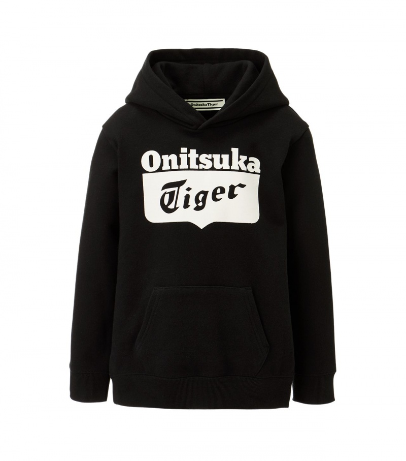 Kids\' Onitsuka Tiger Sweat Hoodie Black | 92645-ACVK