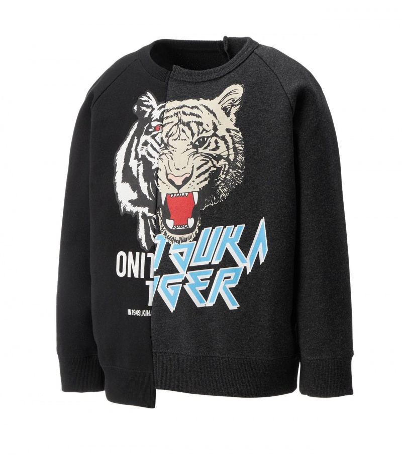 Kids' Onitsuka Tiger Sweat Tops Black | 52473-FNWX