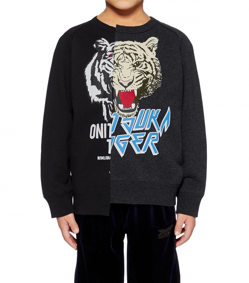 Kids' Onitsuka Tiger Sweat Tops Black | 52473-FNWX