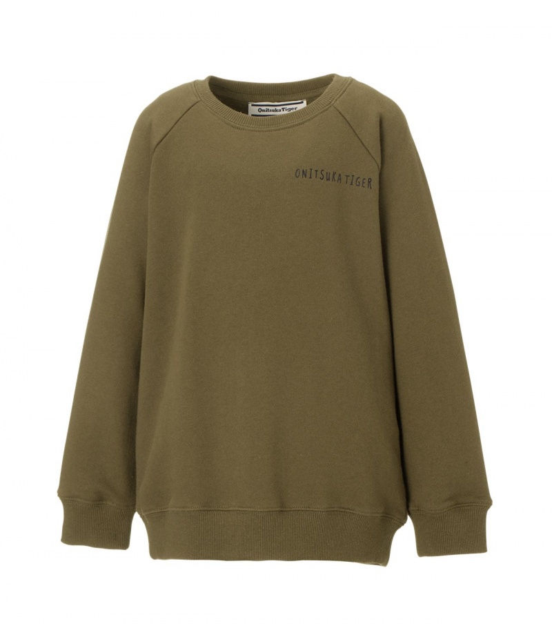 Kids' Onitsuka Tiger Sweat Tops Khaki | 23847-KRPJ