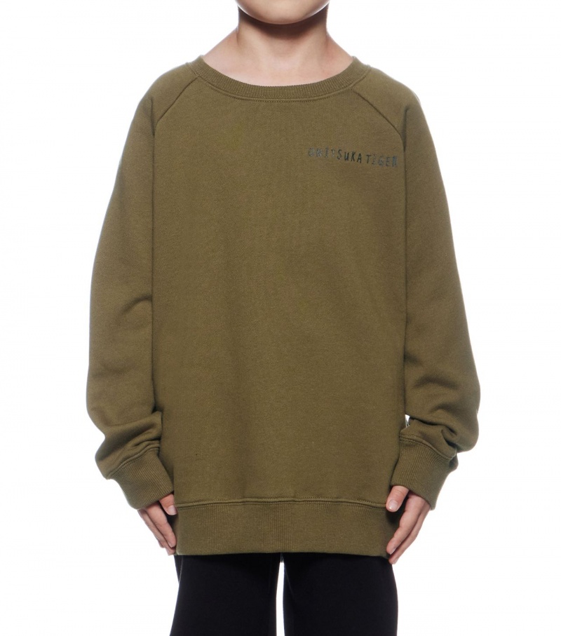 Kids' Onitsuka Tiger Sweat Tops Khaki | 23847-KRPJ