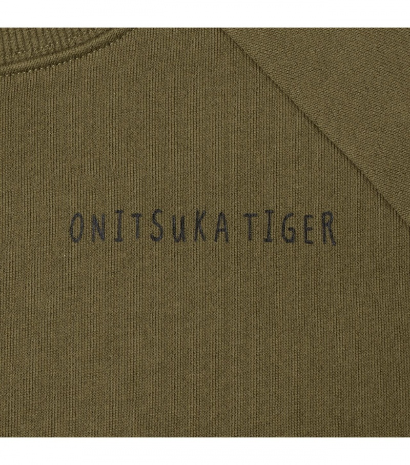 Kids' Onitsuka Tiger Sweat Tops Khaki | 23847-KRPJ