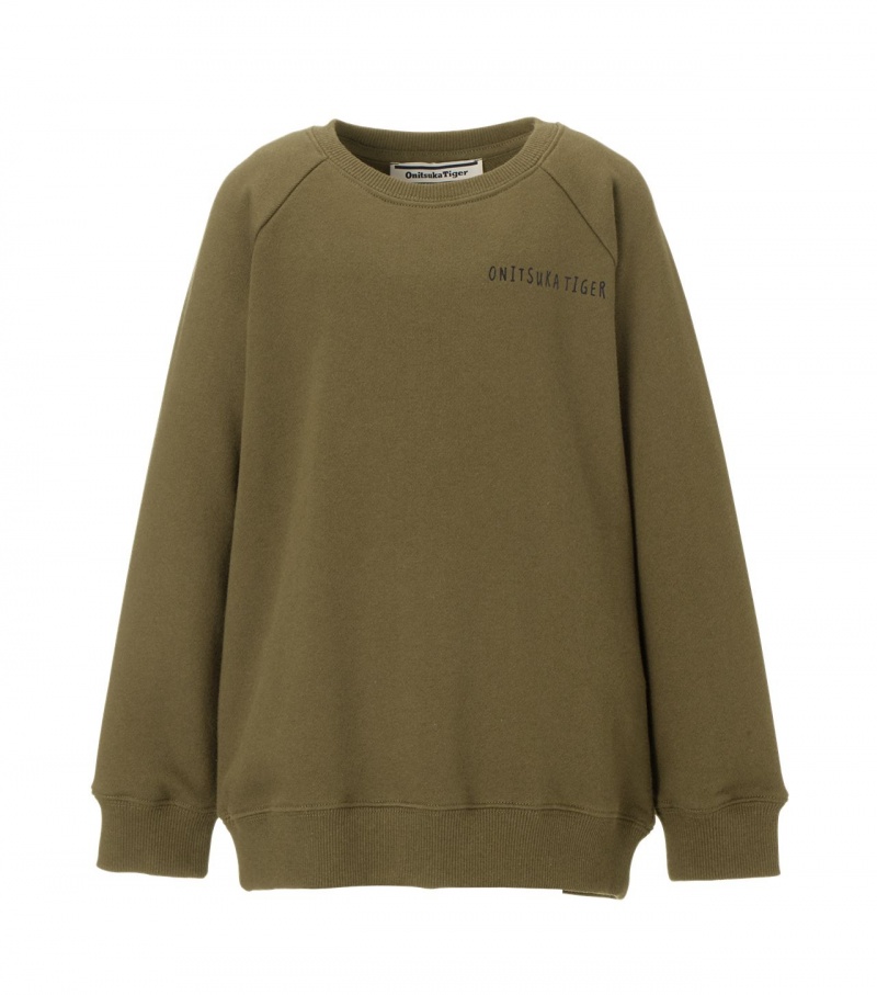 Kids\' Onitsuka Tiger Sweat Tops Khaki | 23847-KRPJ