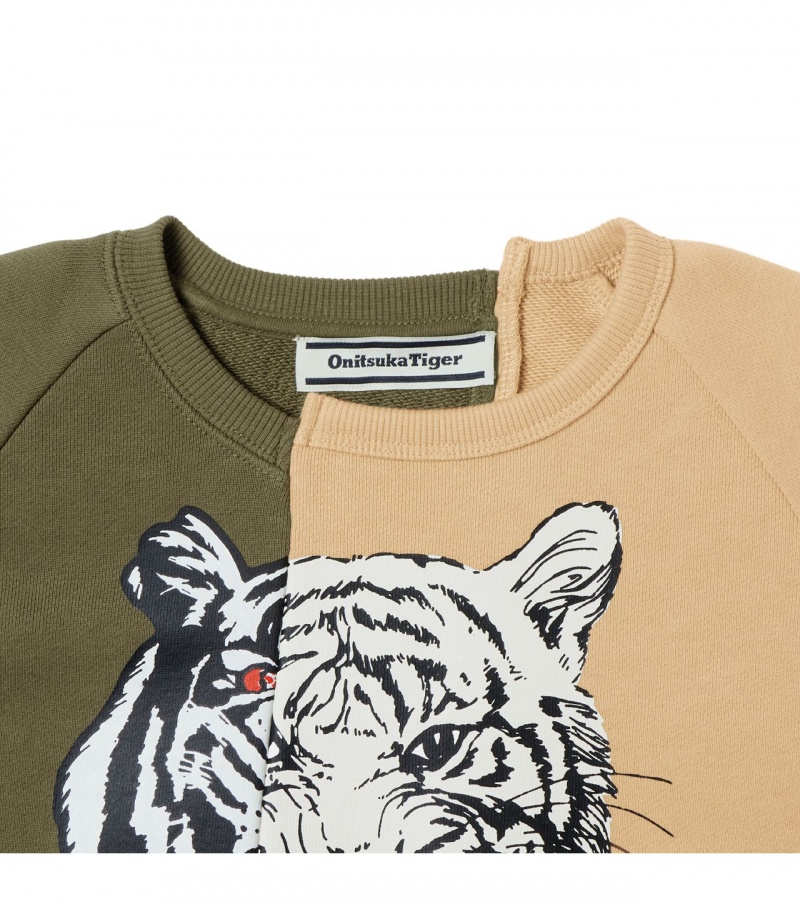 Kids' Onitsuka Tiger Sweat Tops Khaki / Beige | 57634-BYXU