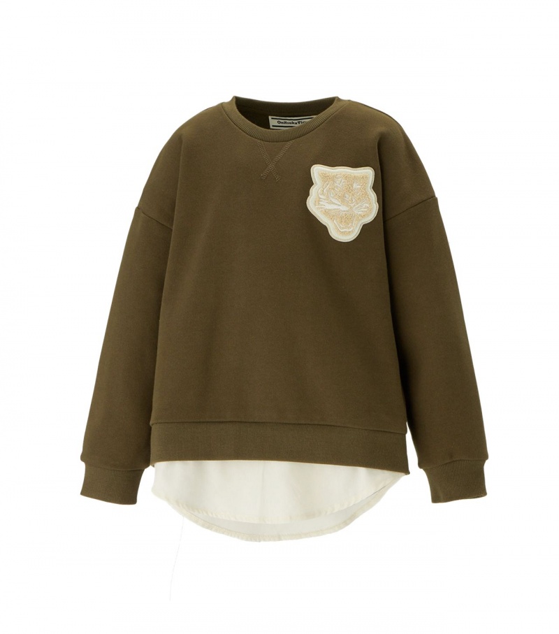 Kids' Onitsuka Tiger Sweat Tops Khaki / Beige | 52419-QHDT